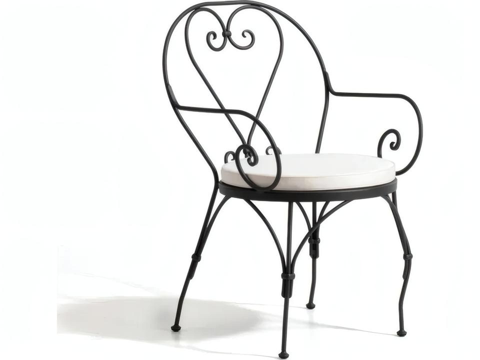 Unopiù Aurora Outdoor Wrought Iron Armchair in Graphite