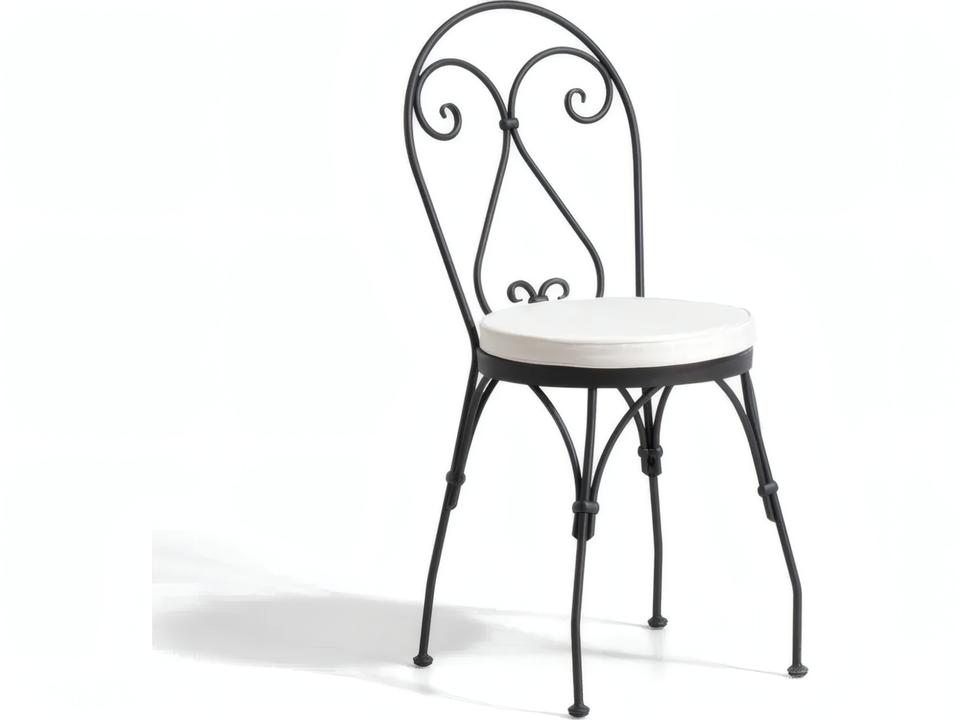 Aurora Outdoor Dining Side Chair in Graphite Powder-Coated Iron