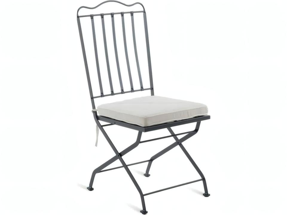 Unopiù Toscana Folding Outdoor Dining Side Chair in Graphite Iron