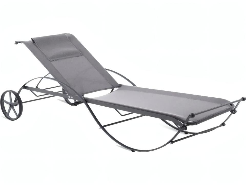 Aurora Adjustable Outdoor Sunlounger Graphite Iron Brown Fabric