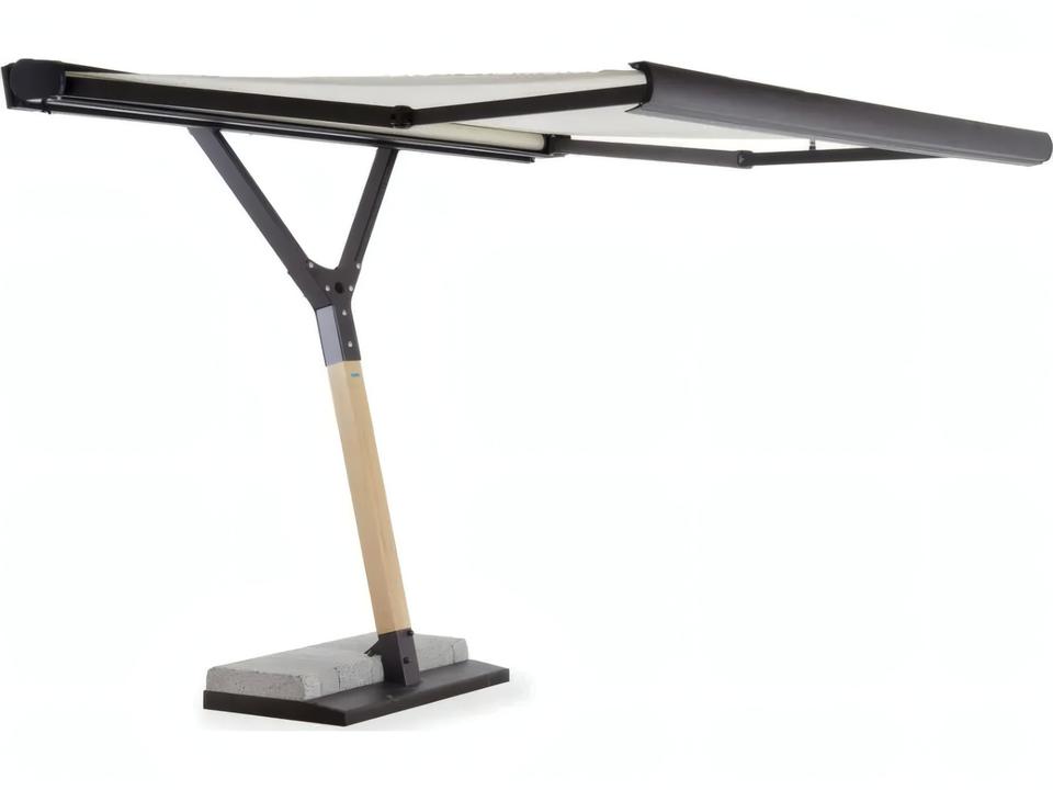 Salento Rectangular Motorized Outdoor Umbrella in Matte Bronze with Ecru Fabric