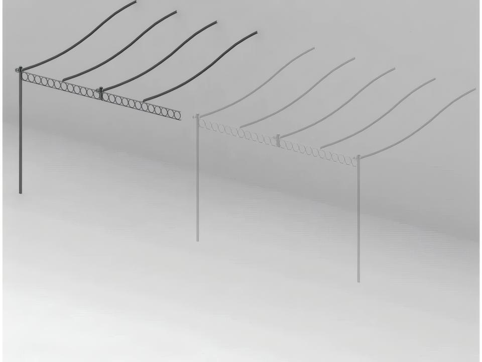 Tibisco Attached Pergola in Graphite Powder-Coated Galvanized Iron