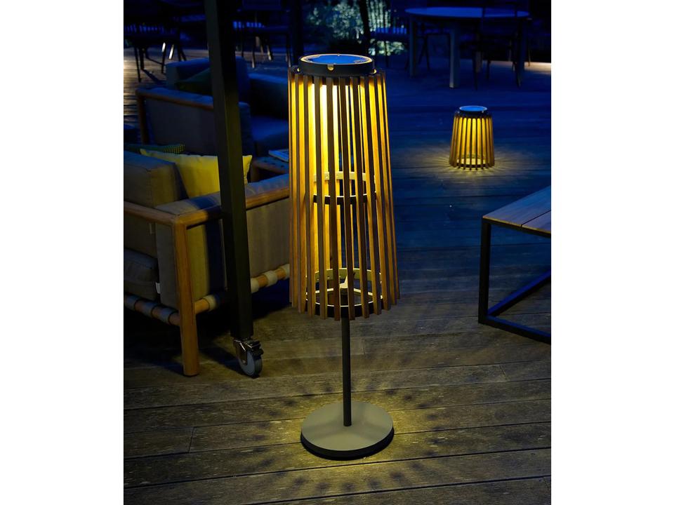 Solare Standing Lamp with Teak and Graphite Aluminum