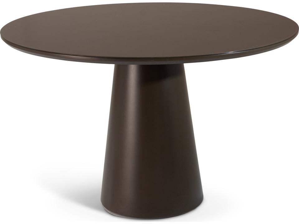 Mona Round Glass Top Dining Table with Wood Veneer Base