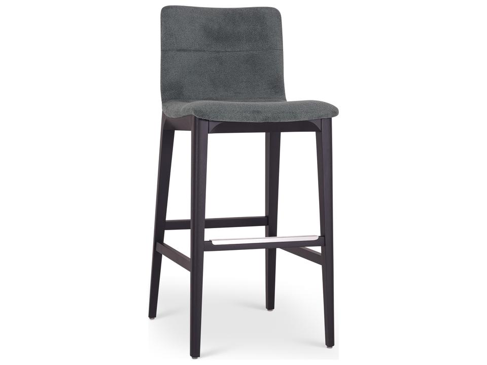 Modern Brazilian Upholstered Bar Stool in Jackpot Teal and Ebano