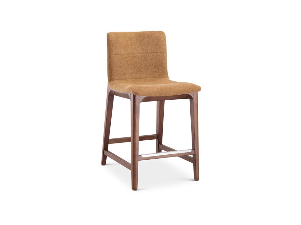 Godan Modern Brazilian Counter Stool in Nogal Tauari Wood with Terracotta Seat