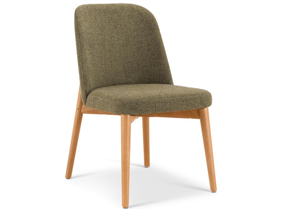 Tonia Upholstered Dining Side Chair in Damasco Green with Natural Blonde Legs