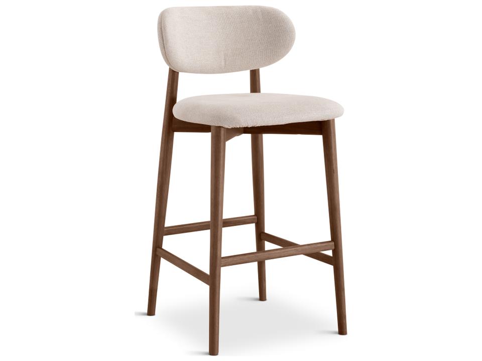 Lucia Solid Wood Bar Stool in Nogal with Curved Back