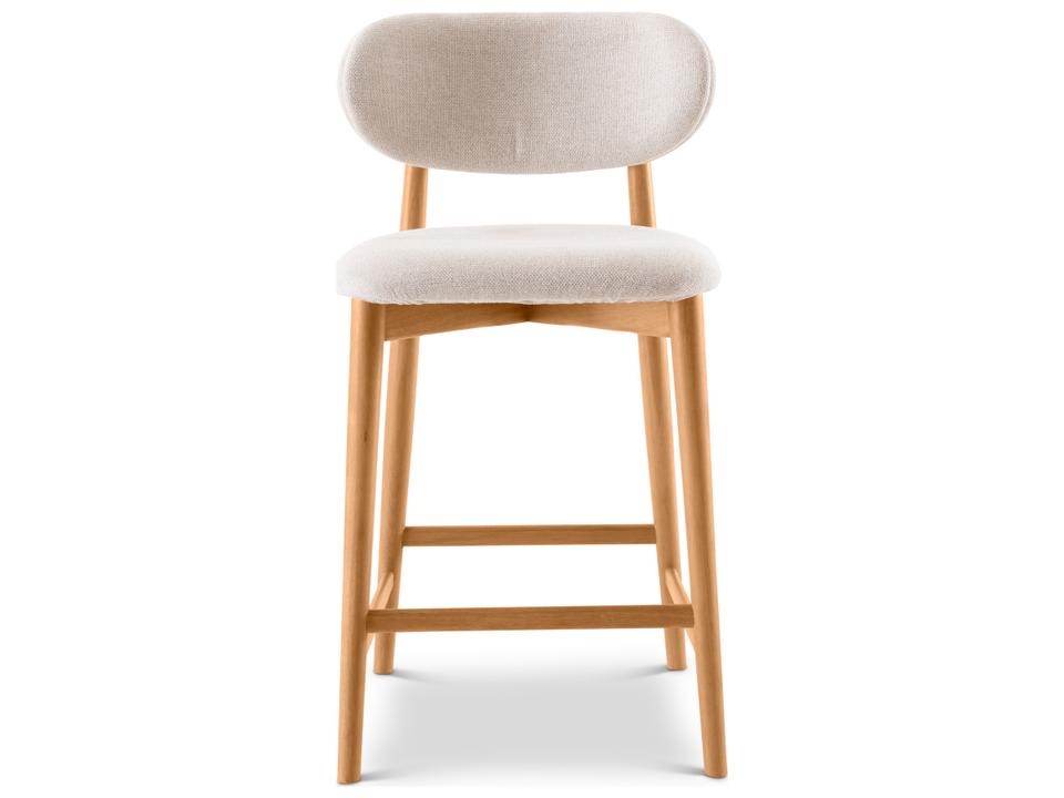Lucia Upholstered Counter Stool in Damasco Fabric and Natural Wood