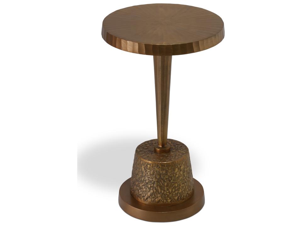 Ines Round End Table in Antique Brass Reclaimed Aluminum