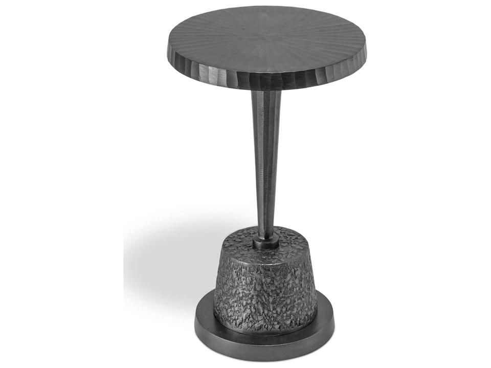 Ines Round End Table in Gray Reclaimed Aluminum