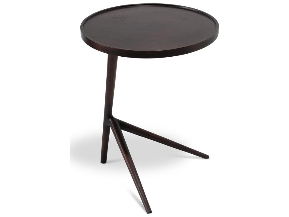 Leo Round End Table in Antique Brass Reclaimed Aluminum