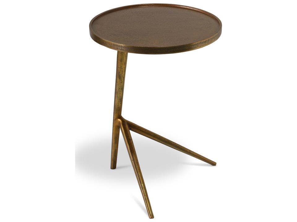 Leo Round End Table in Antique Brass Reclaimed Aluminum
