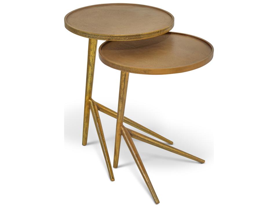Leo Round End Table in Antique Brass Reclaimed Aluminum