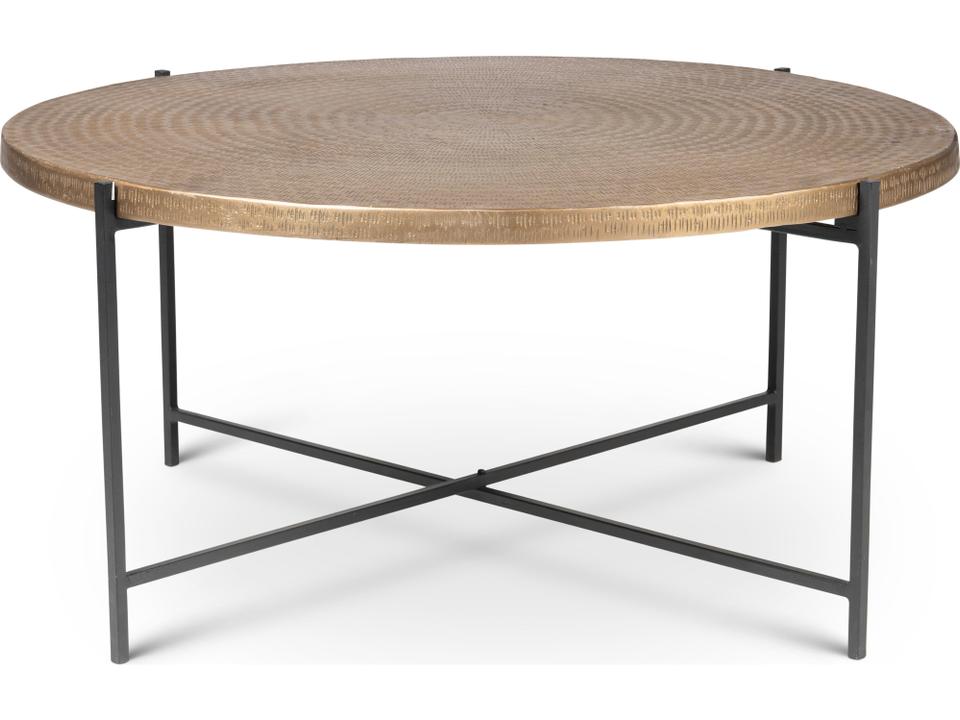 Navi Round Coffee Table Reclaimed Aluminum Antique Brass