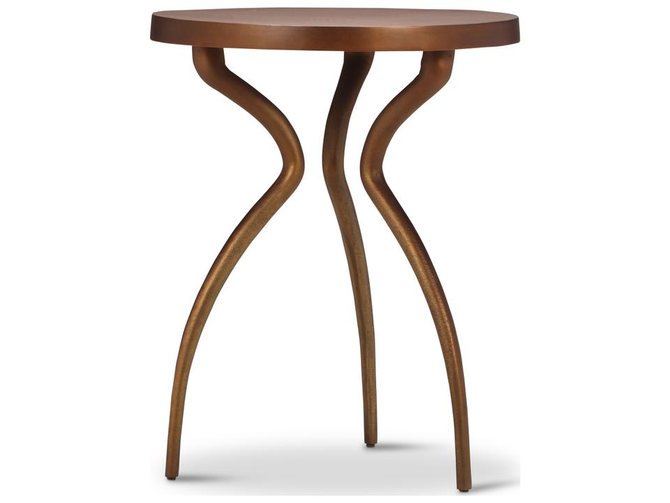 Sarpi Round End Table in Antique Brass