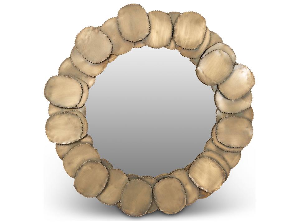 Elements Suri 33-Inch Round Accent Mirror in Antique Brass