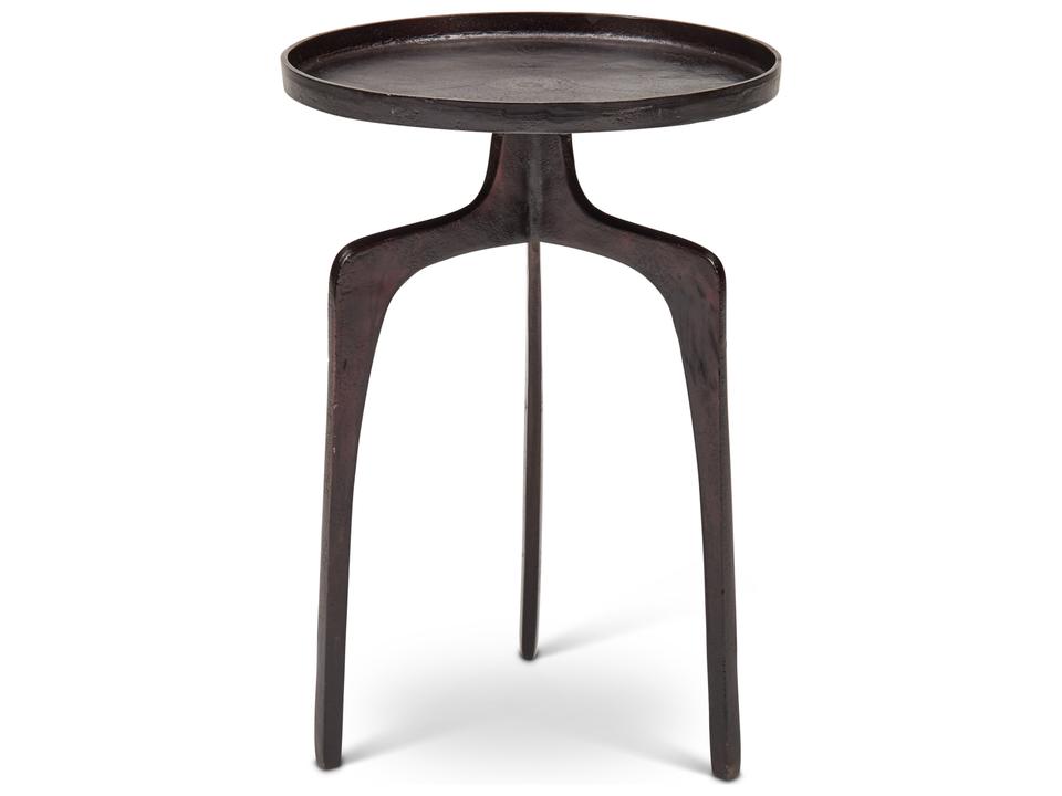 Vinya Round End Table in Raw Bronze Reclaimed Aluminum