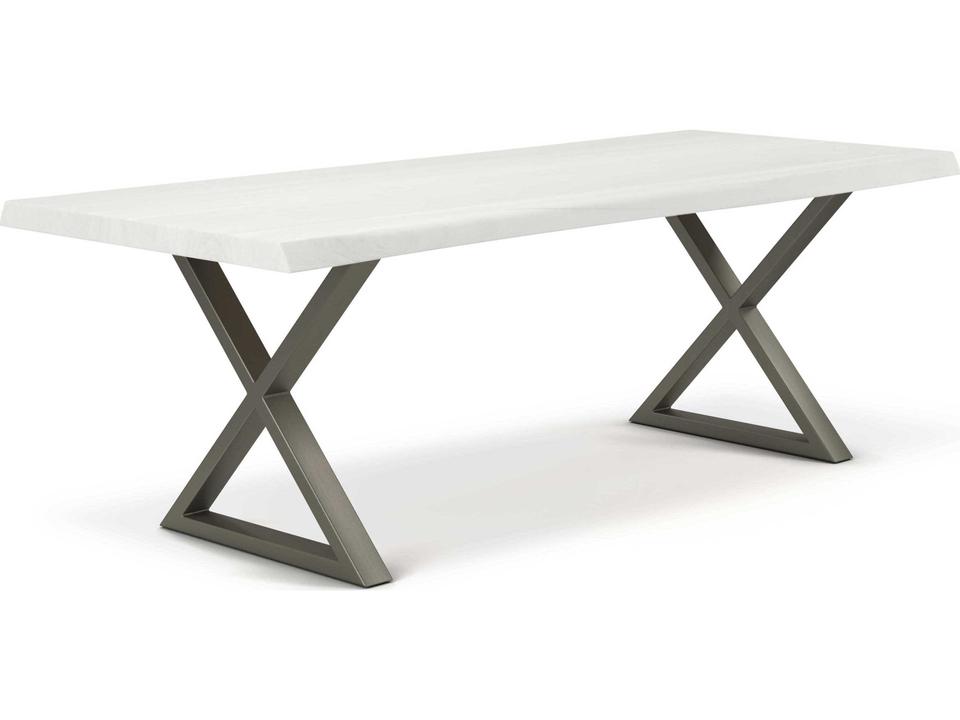 Brooks Dining Table 92-Inch in White Wash and Pewter