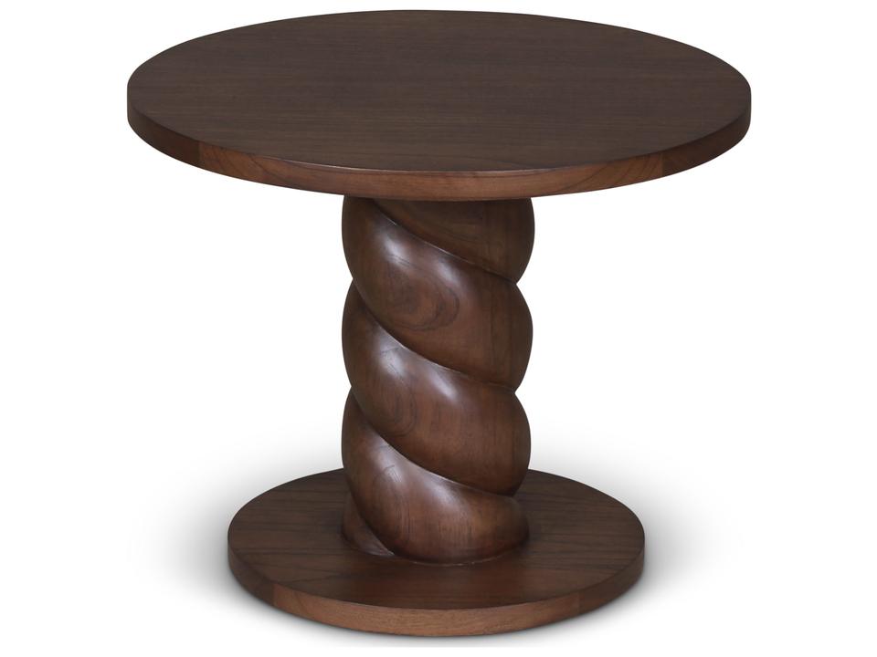 Olo Round Wood Roasted Coffee End Table