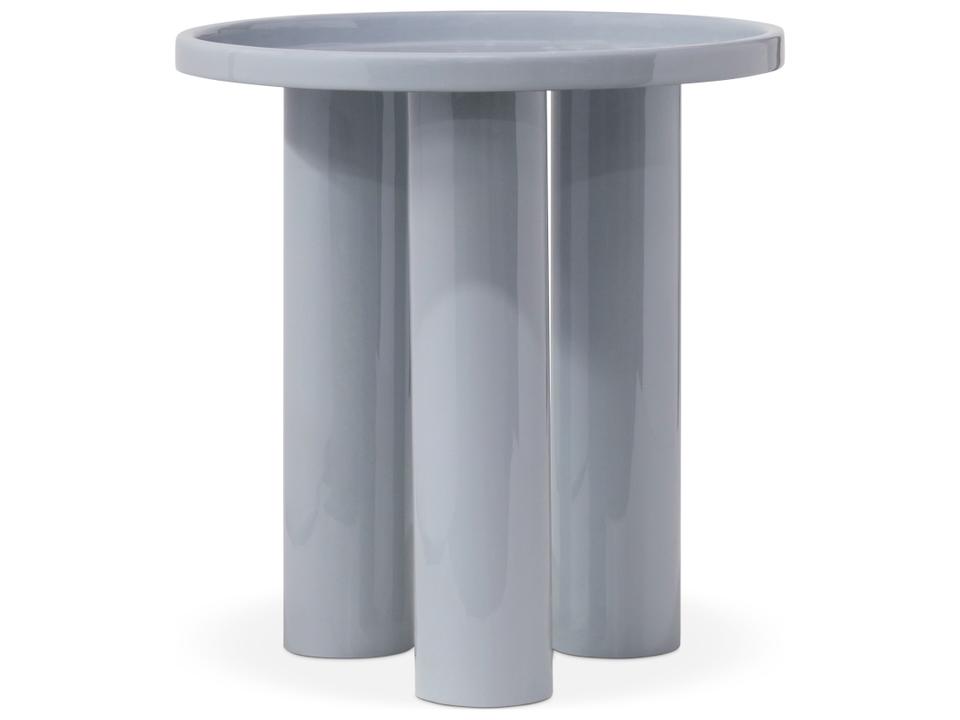 Sofia Round Metal End Table in Pearl Blue Enamel Finish