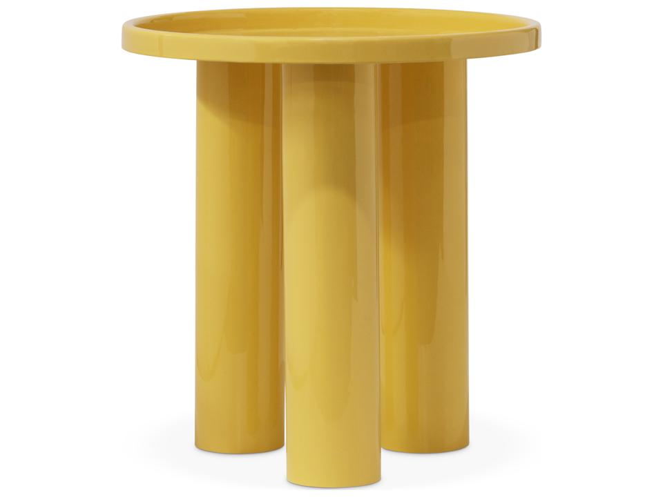 Sofia Enameled Round End Table in Yellow Ochre