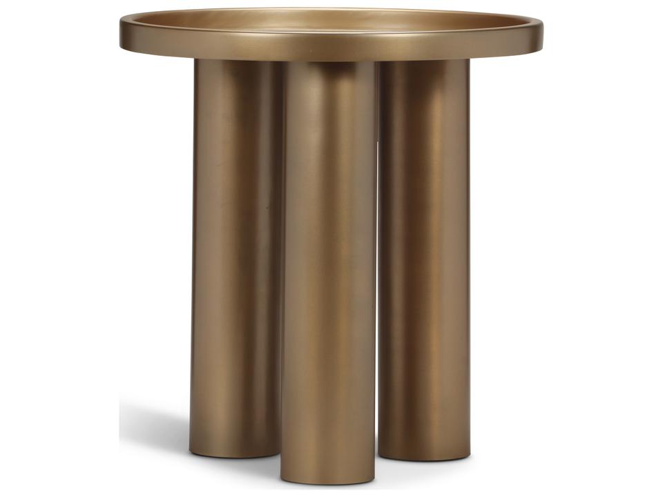 Eclat Sofia Round End Table in Industrial Brass Steel