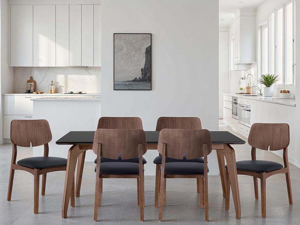 Modern Brazilian Black Solid Wood Dining Room Set