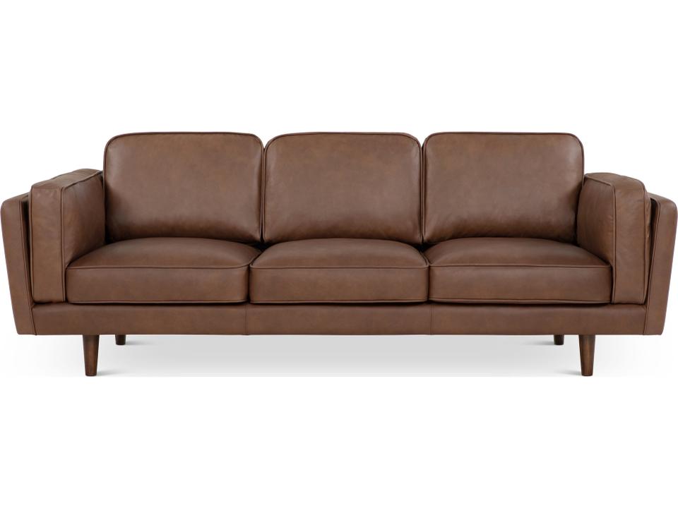 Metro Brooklyn 3-Seat Genuine Leather Sofa in Dark Brown