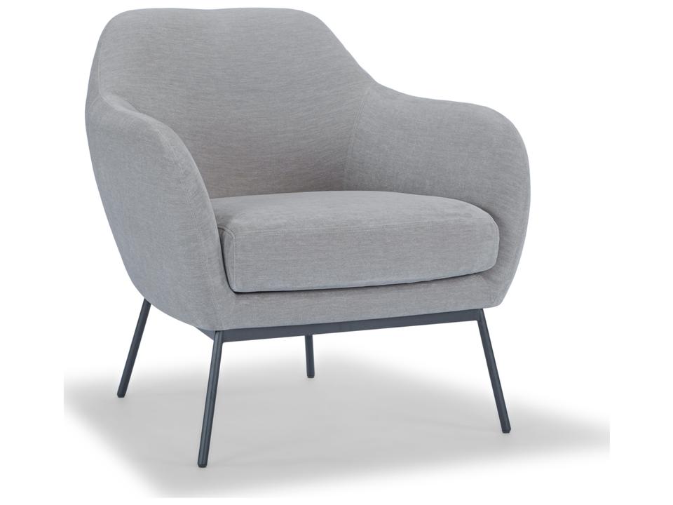 Metro Zurich Accent Chair in Gray Chenille with Powder Coated Aluminum Legs