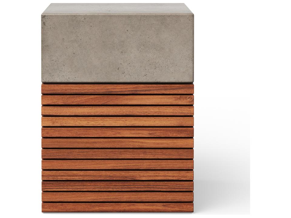 Stecca Accent Stool Concrete and Teak Dark Grey