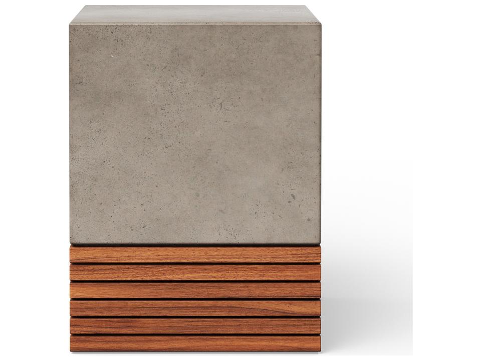 Stecca Corto Stool Mixx Collection Teak and Concrete