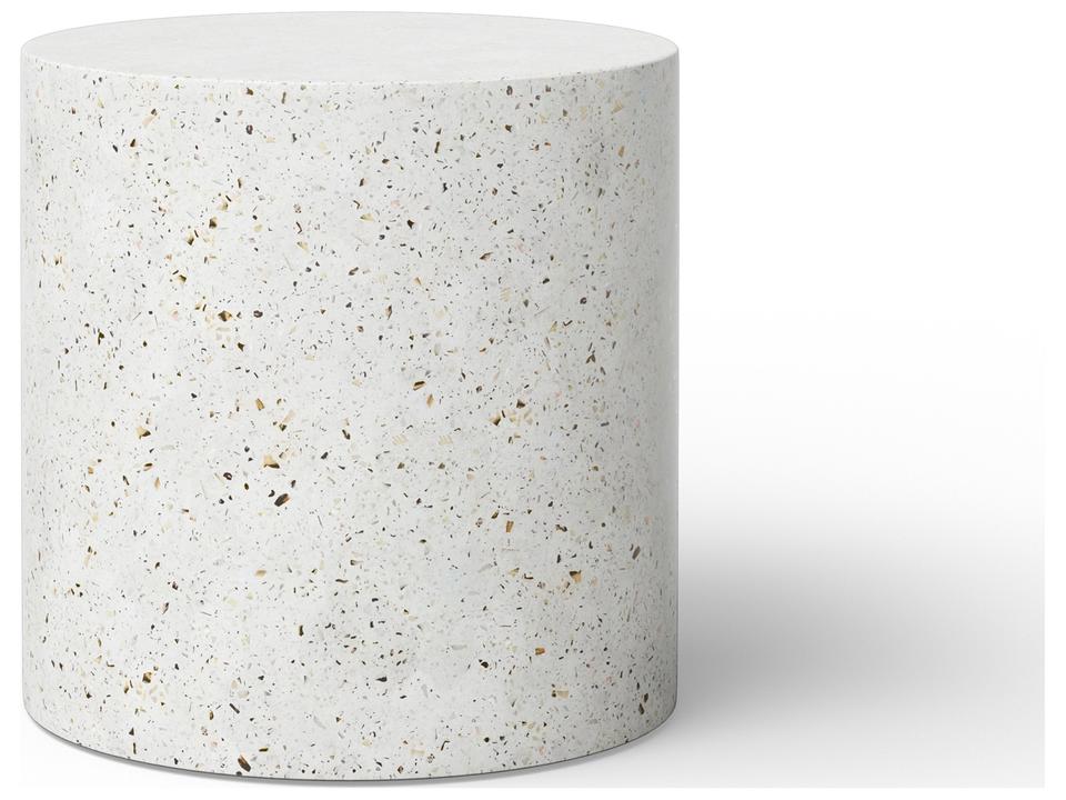 Una Mixx Pedestal End Table Ivory Terrazzo