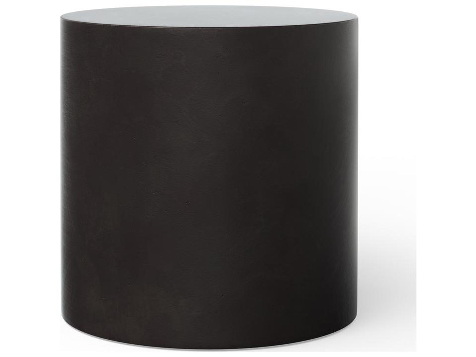Mixx Una Round Pedestal End Table in Lava Fiber-Reinforced Concrete