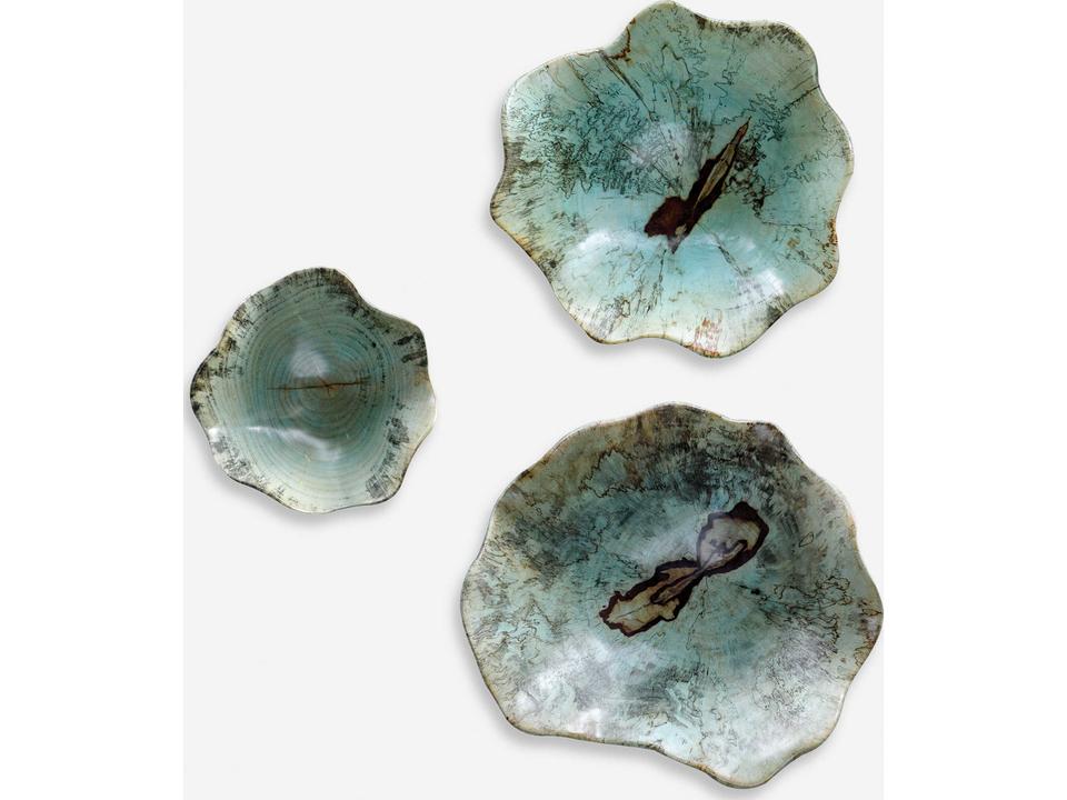 Teo Wood Wall Art Set of 3 in Caribbean Blue
