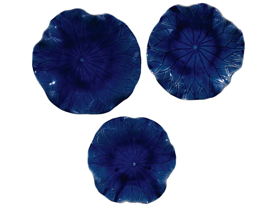 Abella Ceramic Wall Decor Set of 3 in Cobalt Blue