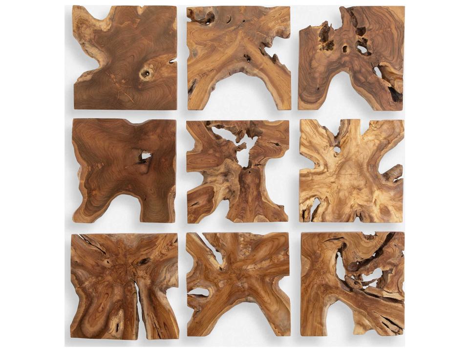 Talia Wood Wall Decor Set of 9 Panels with Light Honey Stain