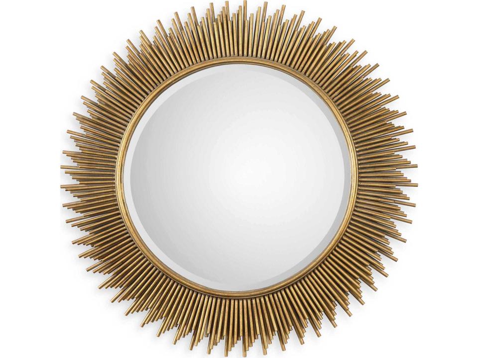 Marlo 36 Inch Round Wall Mirror in Antiqued Gold Leaf