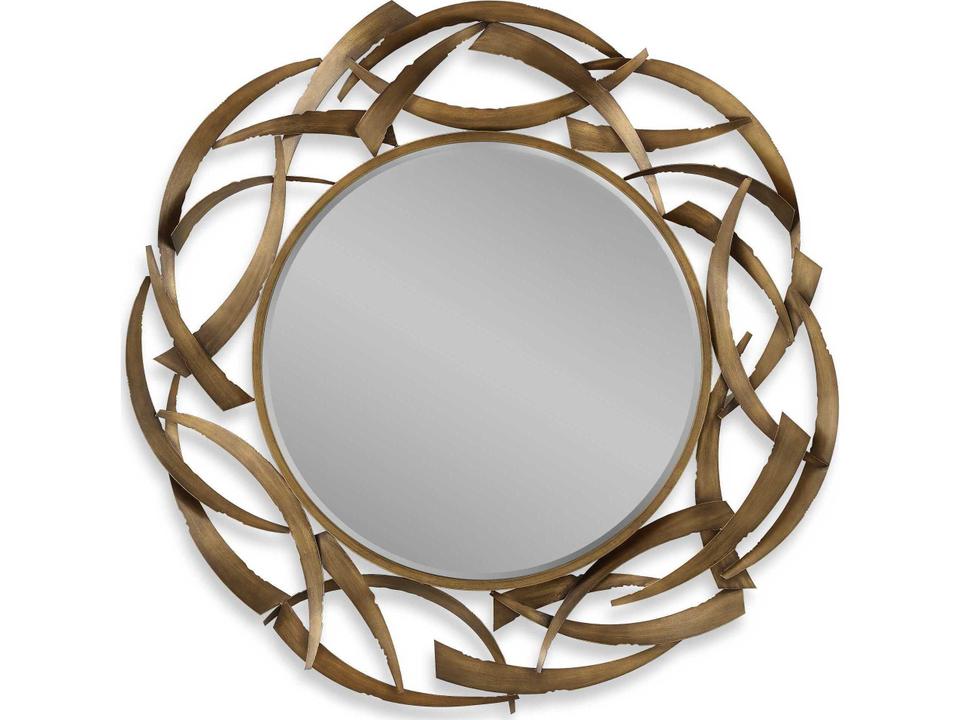 Cutting Edge 55-Inch Round Framed Mirror in Antiqued Golden Bronze