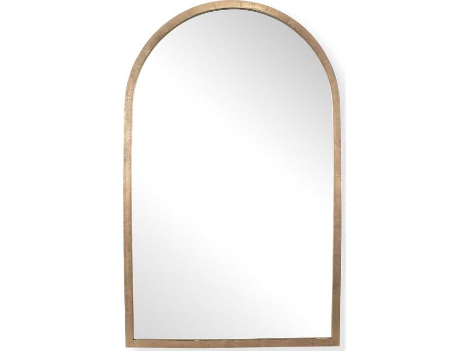 Vestry Arched Aluminum Framed Accent Mirror in Antique Brass