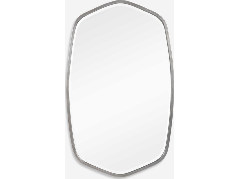 Duronia Wall Mirror in Brushed Silver with Beveled Edge