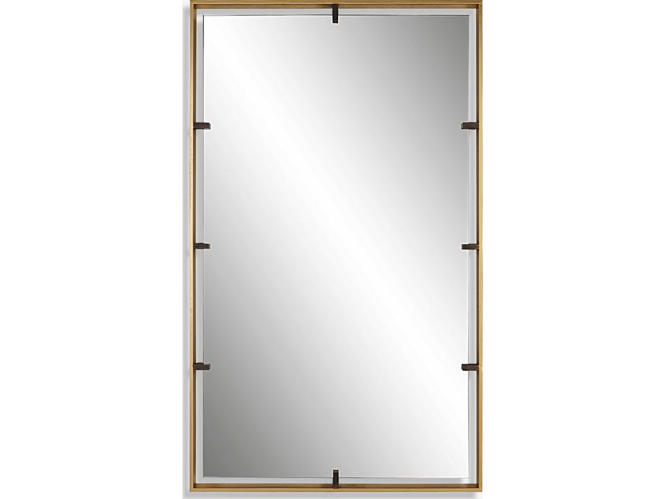 Egon 30 x 50 Inch Gold Wall Mirror with Aged Bronze Clips