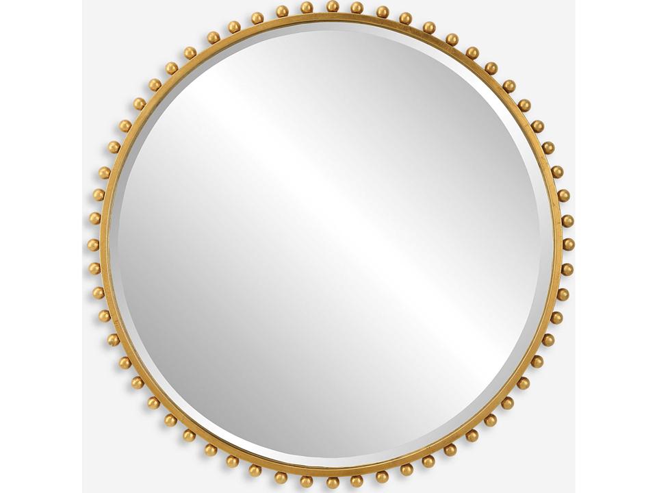 Taza Round Wall Mirror with Gold Leaf Finish
