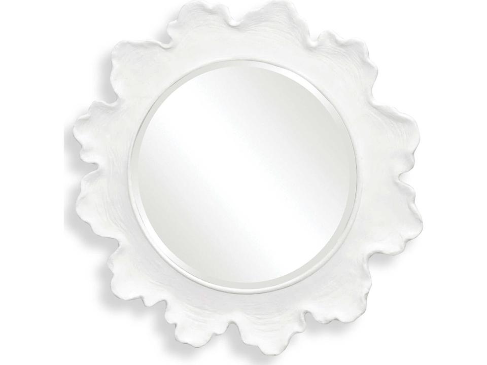 Sea Coral Round Mirror in Matte White
