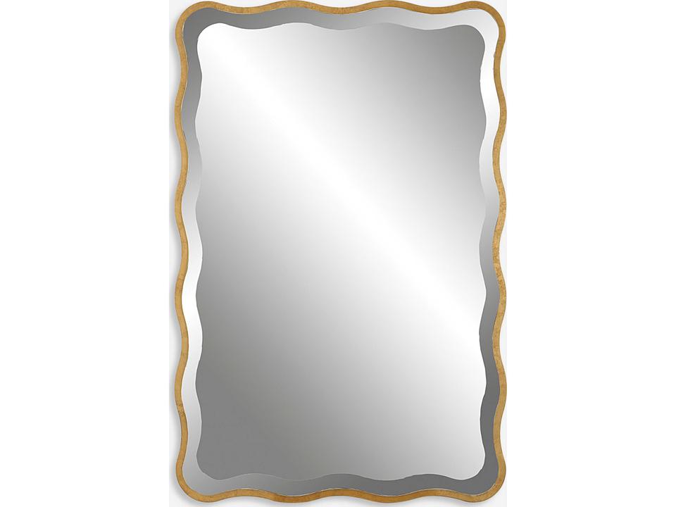 Aneta Aged Gold Scalloped Edge Wall Mirror with Shaped Wood Frame