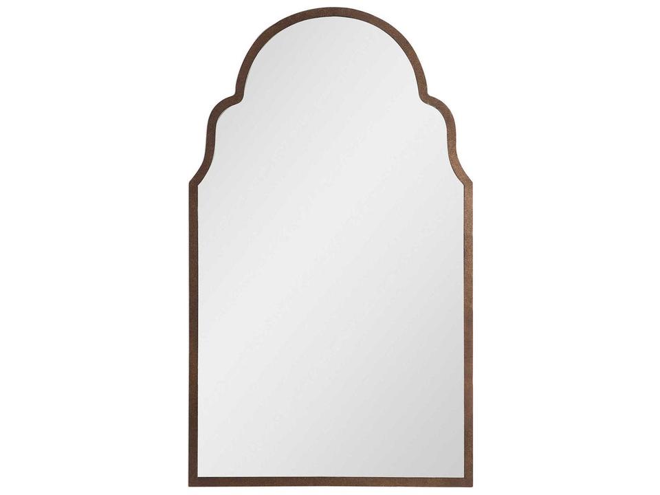 Brayden Arch Metal Mirror Dark Brown with Burnished Edges and Gold Highlights