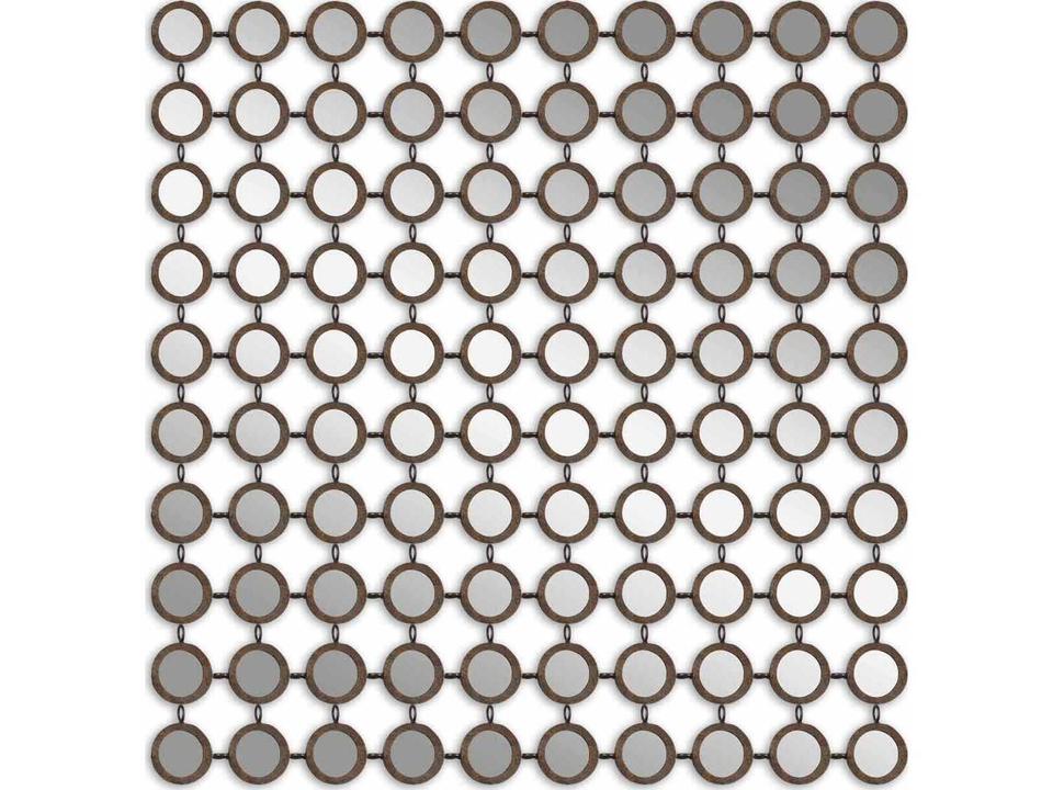 Dinuba Adjoined Circle Wall Mirror in Antiqued Silver Champagne Leaf