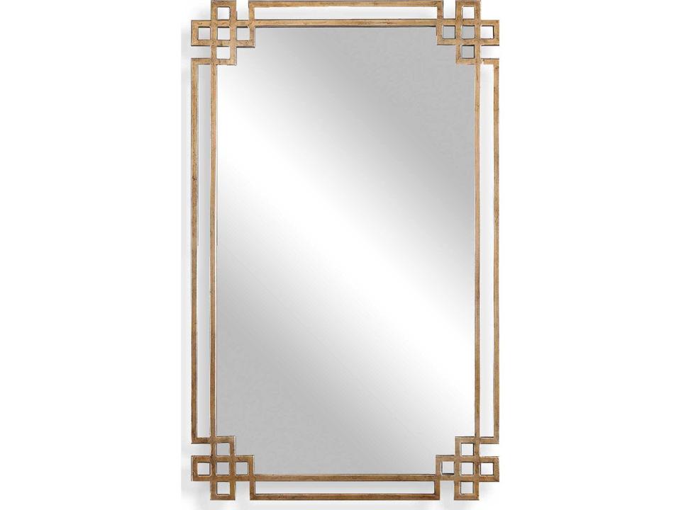 Devoll Rectangle Wall Mirror in Antique Gold with Ornate Frame