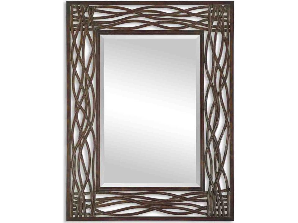 Dorigrass Rectangular Metal Mirror in Distressed Mocha Brown