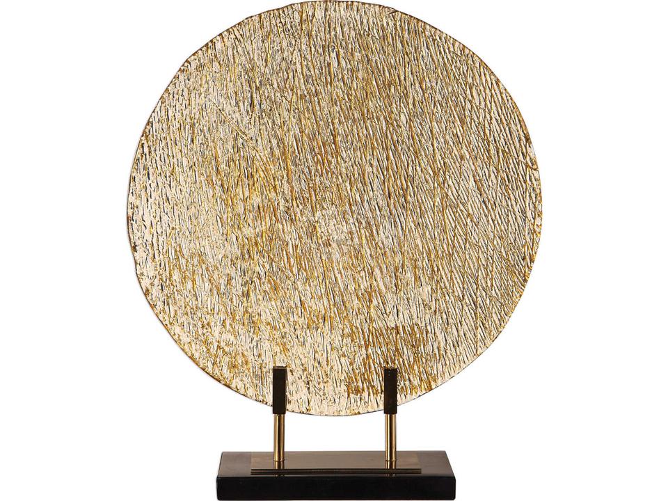Layan Art Glass Charger Bright Gold and Black Marble